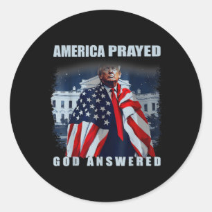Trump America Prayed God Answered Classic Round Sticker