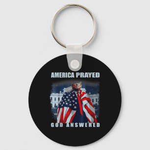 Trump America Prayed God Answered Key Ring