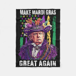 Trump American Flag New Orleans Make Mardi Gras Gr Fleece Blanket