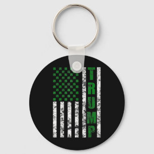 Trump American Flag Vintage St Patricks Day Shamro Key Ring