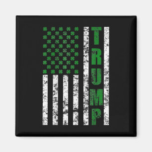 Trump American Flag Vintage St Patricks Day Shamro Magnet