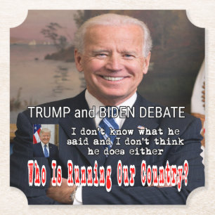 Trump and Biden Debate Paper Coaster
