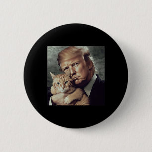 Trump And Cat - Funny Trump Cat Meme 6 Cm Round Badge