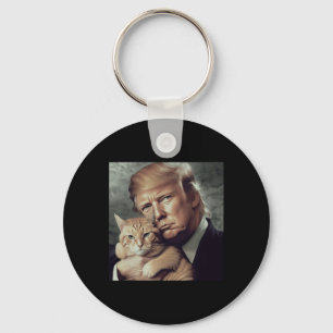 Trump And Cat - Funny Trump Cat Meme Key Ring