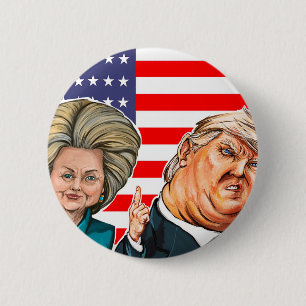 Trump and Hillary Caricature 6 Cm Round Badge