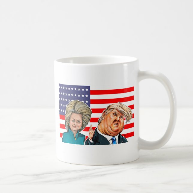 Trump and Hillary Caricature Coffee Mug (Right)