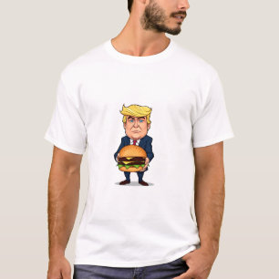 Trump and his burger - Funny and colorful illustra T-Shirt