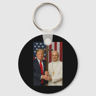 Trump And Pope Shirt - Pope Leo Xiv God Bless Amer Key Ring