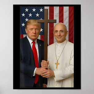 Trump And Pope Shirt - Pope Leo Xiv God Bless Amer Poster