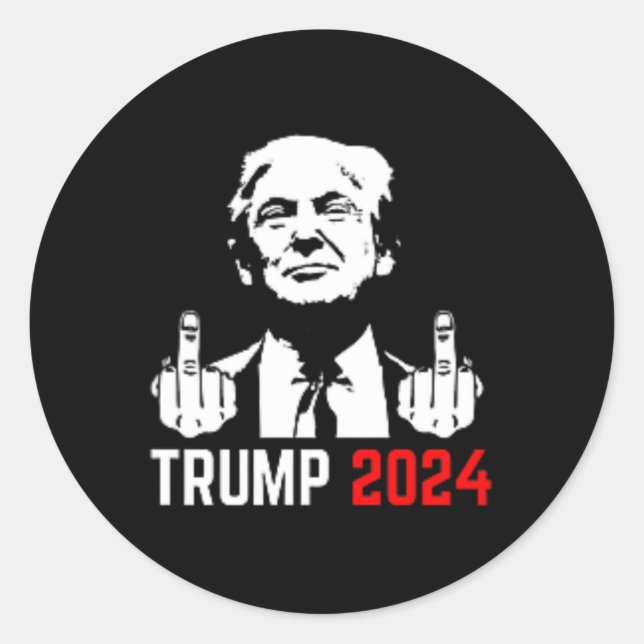 Trump Arrest This Fingers 2024 America Usa Flagfun Classic Round Sticker (Front)