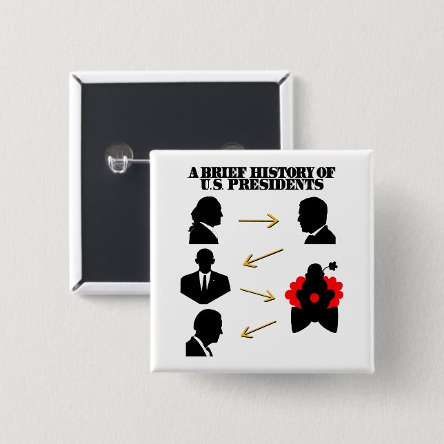 Trump As Clown: A Brief History Of US Presidents 15 Cm Square Badge (Front & Back)