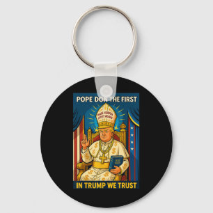 Trump As Vatican Church Pope - Pope Trump Meme Key Ring