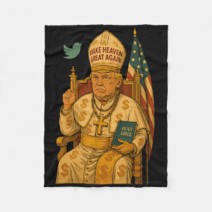 Trump As Vatican Church Pope Trump Fleece Blanket