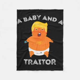 Trump Baby And A Traitor Meme Funny Fleece Blanket