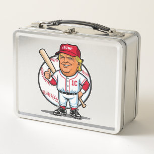 Trump Baseball Caricature Metal Lunch Box