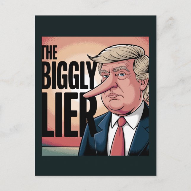Trump Biggly Lier Cartoon Postcard (Front)