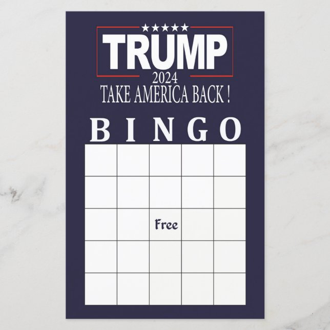 Trump bingo card,Donald Trump 2024 election bingo (Front)