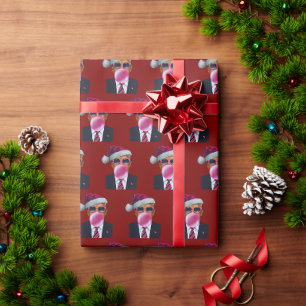 Trump Blowing Bubble Gum Christmas Wrapping Paper