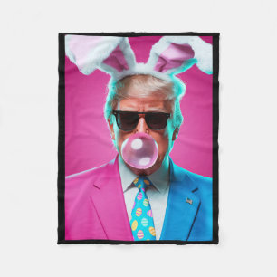 Trump Blowing Bubble Gum Political Republican East Fleece Blanket