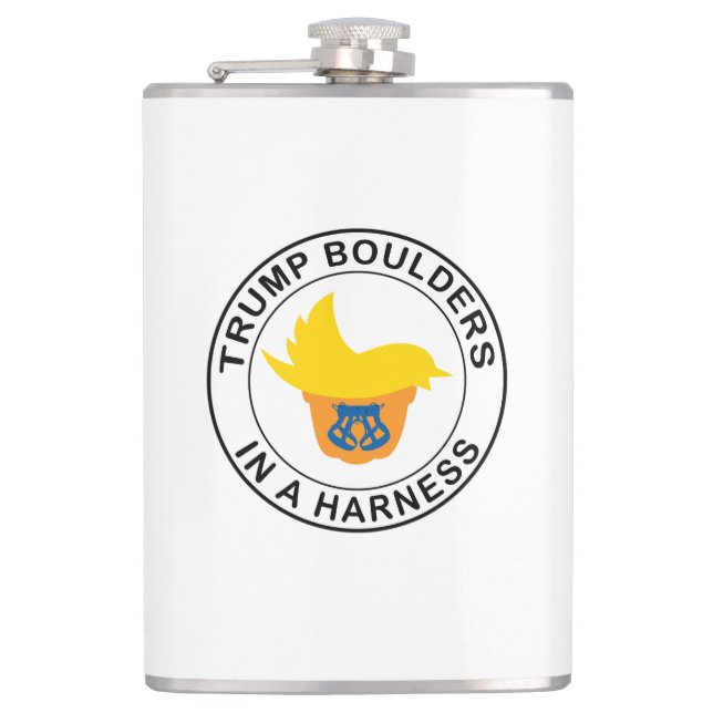 Trump Boulders In A Harness Hip Flask (Front)