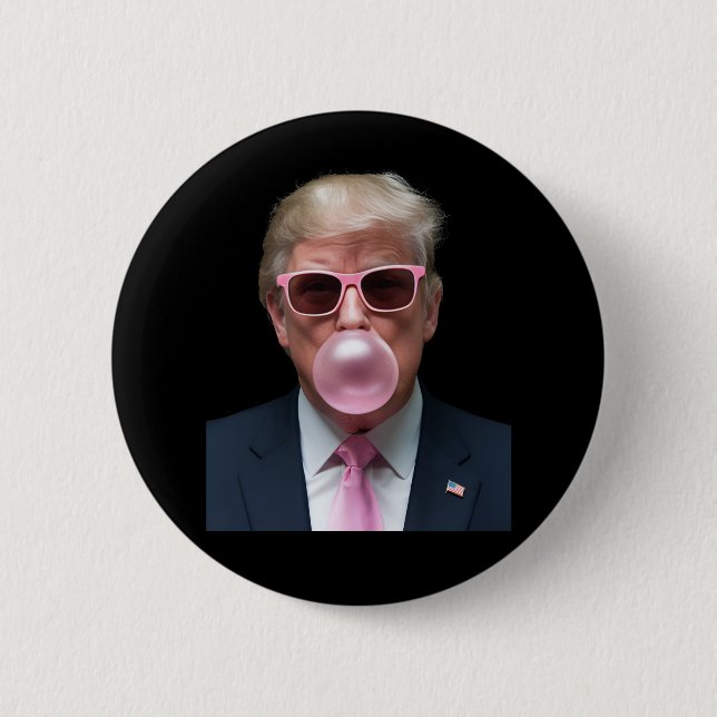 Trump Bubble Gum Pink Funny USA President 6 Cm Round Badge (Front)