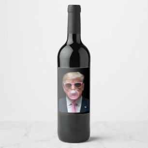 Trump Bubble Gum Pink Funny USA President Wine Label
