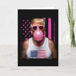 Trump Bubble Gum Pink Sungles Usa Flag Funny _1 Card