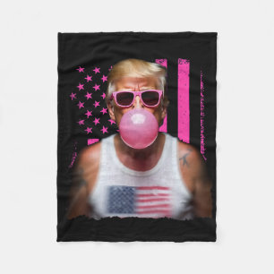 Trump Bubble Gum Pink Sungles Usa Flag Funny _1  Fleece Blanket