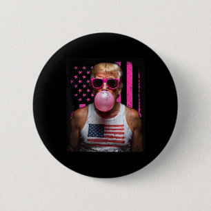 Trump Bubble Gum Pink Sungles Usa Flag Funny _2  6 Cm Round Badge
