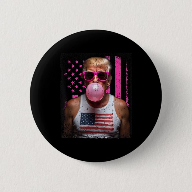 Trump Bubble Gum Pink Sungles Usa Flag Funny _2  6 Cm Round Badge (Front)