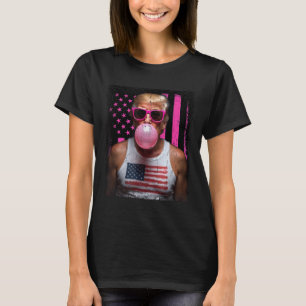 Trump Bubble Gum Pink Sungles Usa Flag Funny _2  T-Shirt
