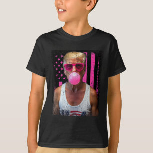 Trump Bubble Gum Pink Sungles Usa Flag Funny T-Shirt