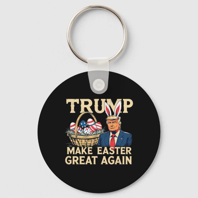 Trump Bunny Make Easter Great Again Funny Easter E Key Ring (Front)