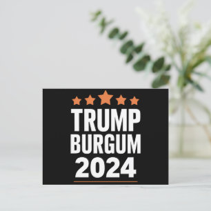Trump Burgum for President 2024 USA Election Postcard