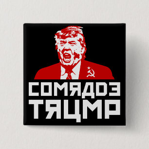 Trump Button: "COMRADE TRUMP" (Black) 15 Cm Square Badge