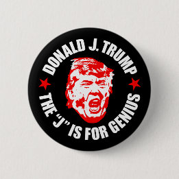 Trump Button: The "J" is for Genius 6 Cm Round Badge