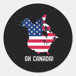 Trump Canada Usa 51st State Map American Flag  Classic Round Sticker