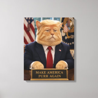 Trump Cat Portrait – Make America Purr Again Canvas Print