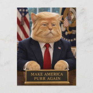 Trump Cat Portrait – Make America Purr Again Postcard
