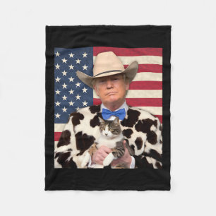 Trump Cat Shirt Funny Cowboy Donald Trump 2024 Ame Fleece Blanket