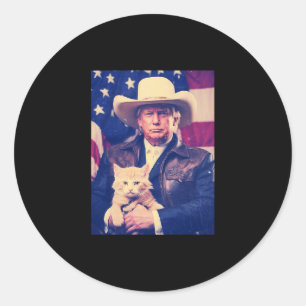 Trump Cat Shirt Funny Cowboy Donald Trump American Classic Round Sticker
