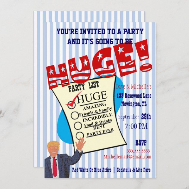 Trump Celebrate Your HUGE Milestone Party Invitation (Front/Back)