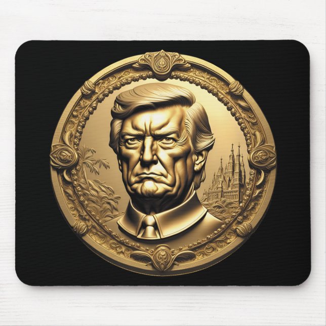 TRUMP CGI Collectable Gold Art-Coin Doubloon Mouse Pad (Front)