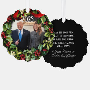 Trump Christmas 2024 Wreath Photo Holiday Greeting Tree Decoration Card