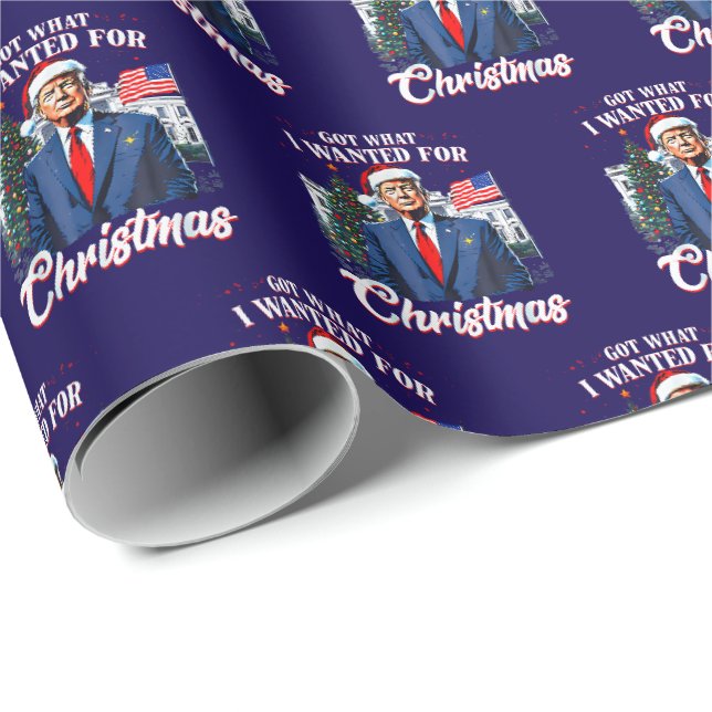 Trump Christmas Blue Wrapping Paper (Roll Corner)