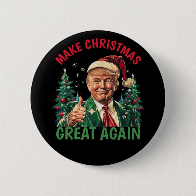 Trump Christmas Button, Make Xmas Great Again 6 Cm Round Badge (Front)