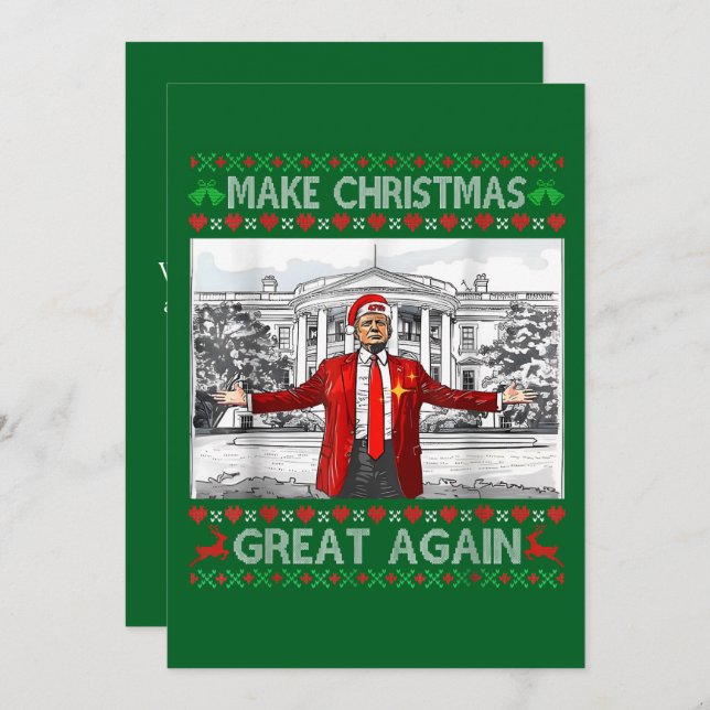 Trump Christmas Card, Make Christmas Great Again Holiday Card (Front/Back)