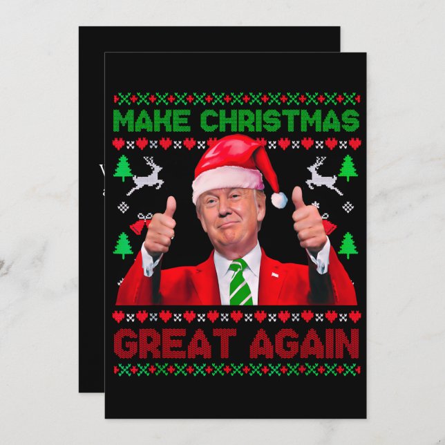 Trump Christmas Card, Make Christmas Great Again Holiday Card (Front/Back)