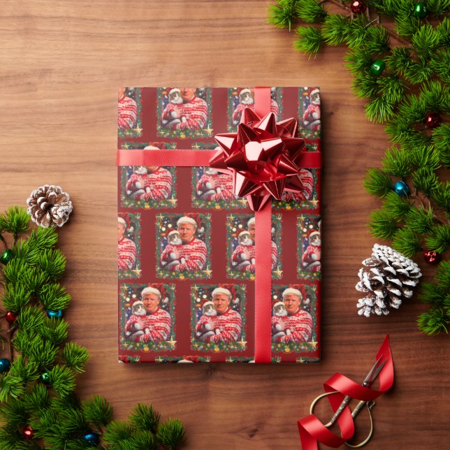Trump Christmas Cat Ugly Xmas Wrapping Paper (Holiday Gift)