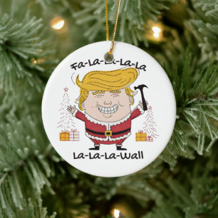 Trump Christmas Fa La La La la La Wall Ceramic Tree Decoration